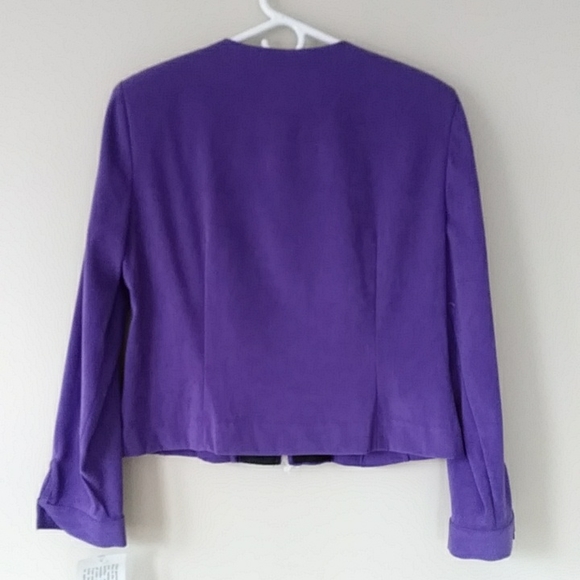 NEW Jessica Howard Pleated Cropped Zip Up Blazer Jacket 12P Purple - Picture 7 of 16